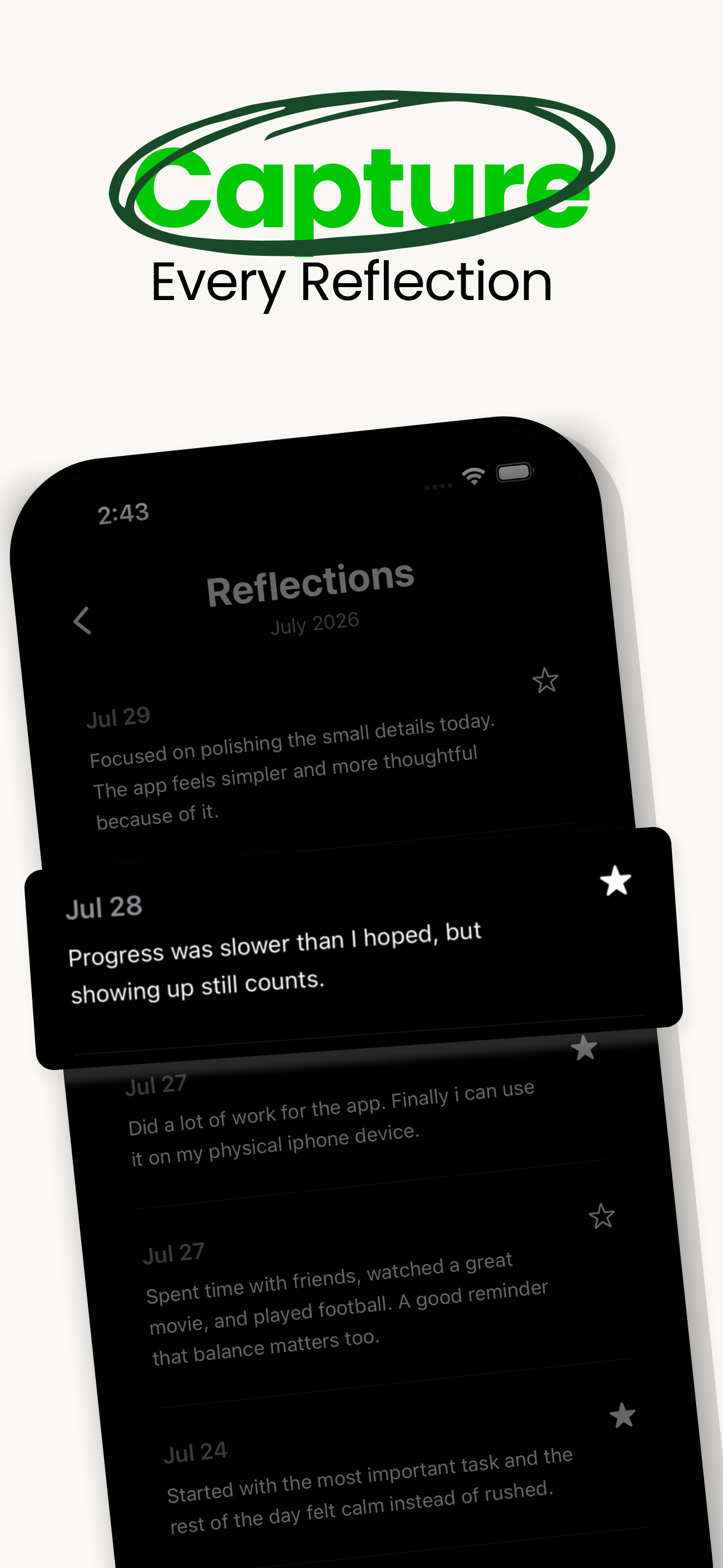 Capture every reflection — the Ensora reflections list