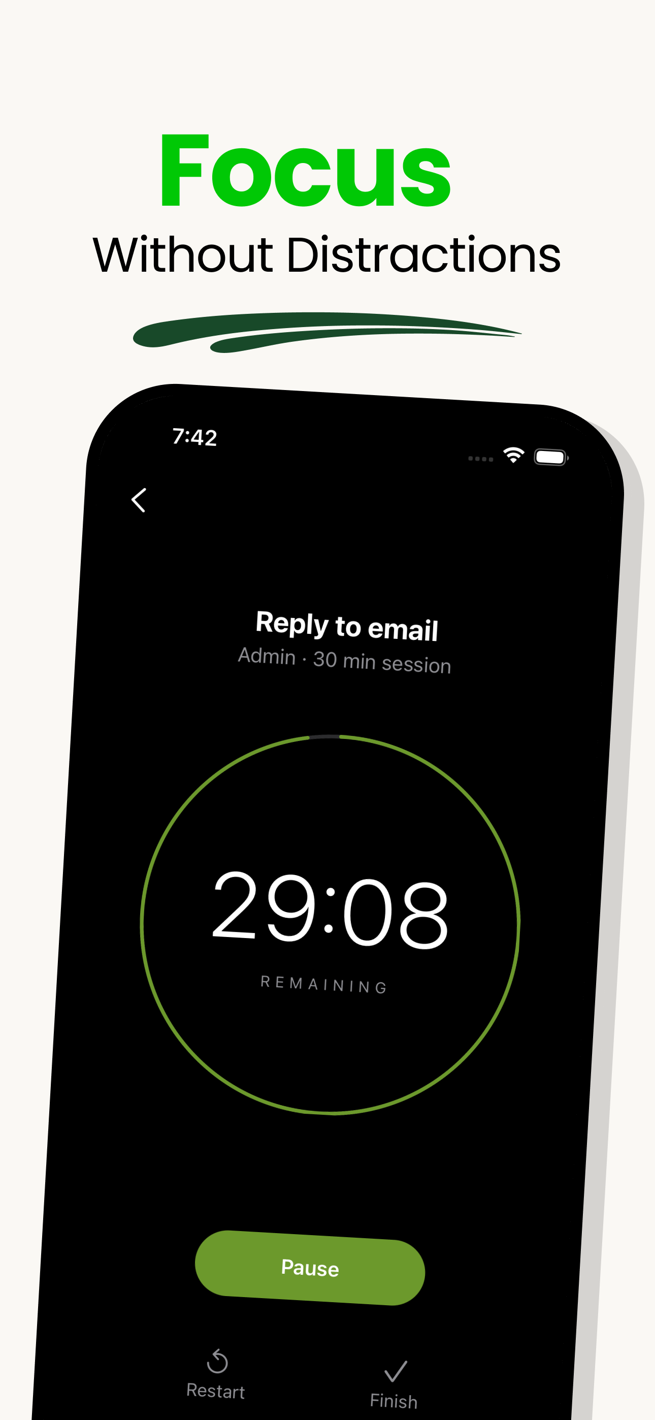 Focus without distractions — the Ensora focus timer counting down a session