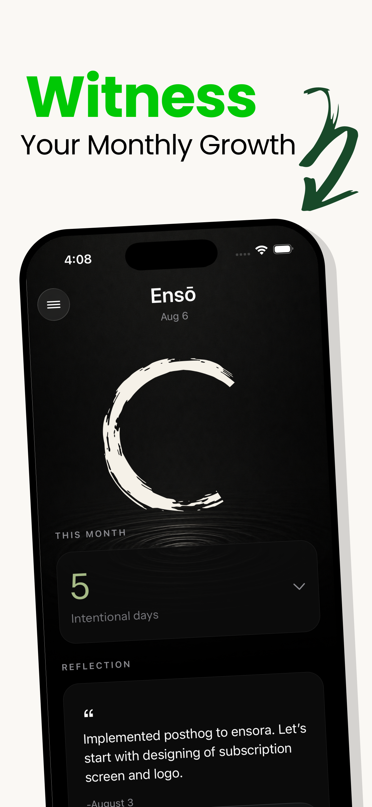 Witness your monthly growth — the Ensora reflection screen